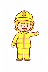 Doodle illustration man firefighter cartoon white background protection.