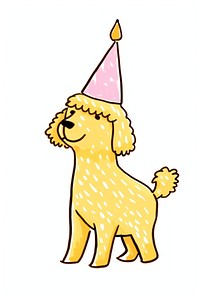Doodle illustration dog cartoon hat representation.