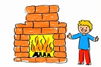 Doodle illustration fireplace cartoon white background architecture.