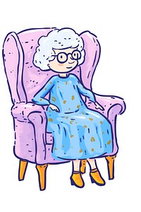Doodle illustration grandma armchair furniture cartoon.
