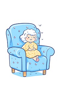 Doodle illustration grandma armchair furniture cartoon.