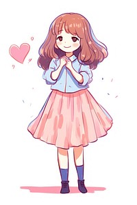 Doodle illustration smiling girl cartoon drawing sketch.