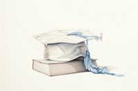 Graduation cap on book illustration furniture sketch white.