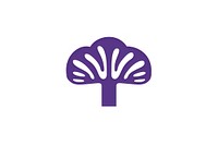 Mushroom linocut purple plant logo.