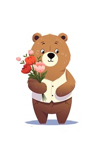 Bear holding bouquet cartoon nature mammal.