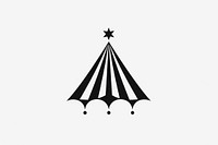 Circus linocut logo black monochrome.