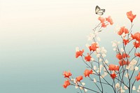 Flowers and butterfly in aesthetic nature background outdoors plant petal.