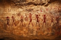 Paleolithic cave art painting style of invader archaeology rock representation.