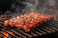 Korean pork rib grill cooking grilling smoke.