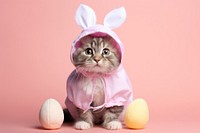 Cat wearing bunny costume mammal animal kitten.