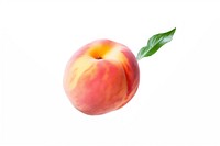 Photo of flying peach apple fruit plant.
