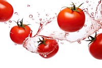 Photo of flying tomatos vegetable plant food.