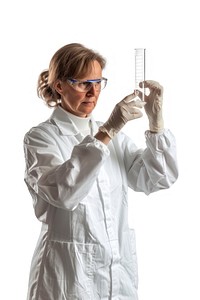 A mature scientist women Scientist working adult white background biotechnology.
