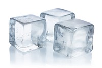 Three ice cube crystal white white background.