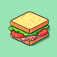 Sandwich pixel bread lunch food.
