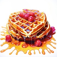 1970s airbrush art of a waffle dessert fruit food.