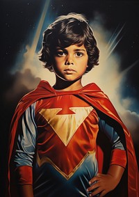 A kid with a superhero cape portrait photography creativity.