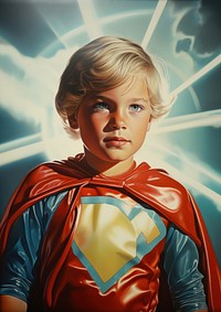 A kid with a superhero cape portrait photography creativity.