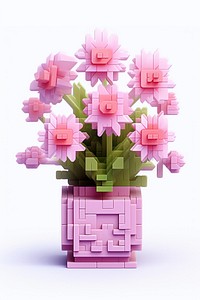 3D pixel art flowers vase plant toy.