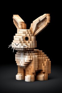 Rabbit pixel blocks animal mammal white.