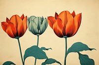 Ukiyo-e art print style Tulip tulip painting flower.