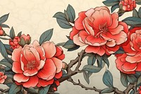 Ukiyo-e art print style camellia backgrounds pattern flower.