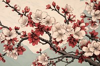 Ukiyo-e art print style cherry blossom flower backgrounds pattern.