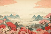 Ukiyo-e art print style field backgrounds outdoors painting.