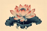 Ukiyo-e art print style lotus flower petal plant.