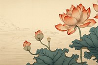 Ukiyo-e art print style Lotus pattern drawing flower.