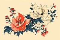 Ukiyo-e art print style lris flower painting pattern plant.