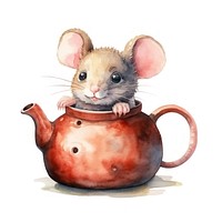 Mouse pop on teapot animal rat cartoon.