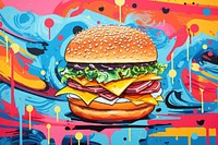 Burger painting food creativity.