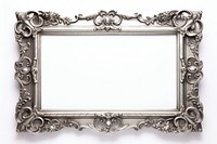 Floral silver frame vintage rectangle white background architecture.