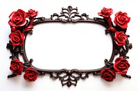 Iron rose red frame flower plant white background.