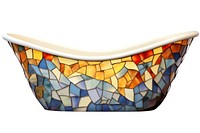 Mosaic tiles of bathtub jacuzzi white background stained glass.