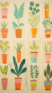 Jumbo potted plants backgrounds painting pattern.
