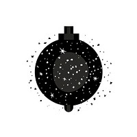 Cartoon bomb icon shape black white background.