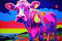 Cow livestock painting mammal.