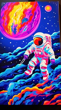 Astronaut at space painting outdoors purple.