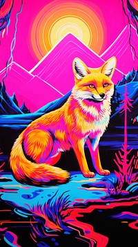 Fox animal mammal purple.