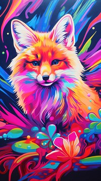Fox painting mammal animal.