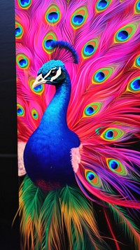 Peacock painting animal purple.