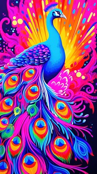 Peacock painting pattern purple.