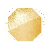 Octagon icon gold shape white background.