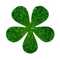 Clover icon green glitter shape.