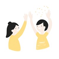 High five of women adult hand white background.