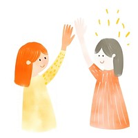 High five of women hand white background togetherness.