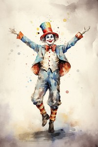 Clown dance watercolor portrait representation celebration.