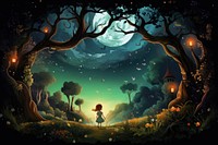 Fairy tale forest outdoors nature night.